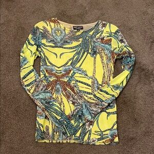 Petit Pois Yellow and Blue Jungle Print Top